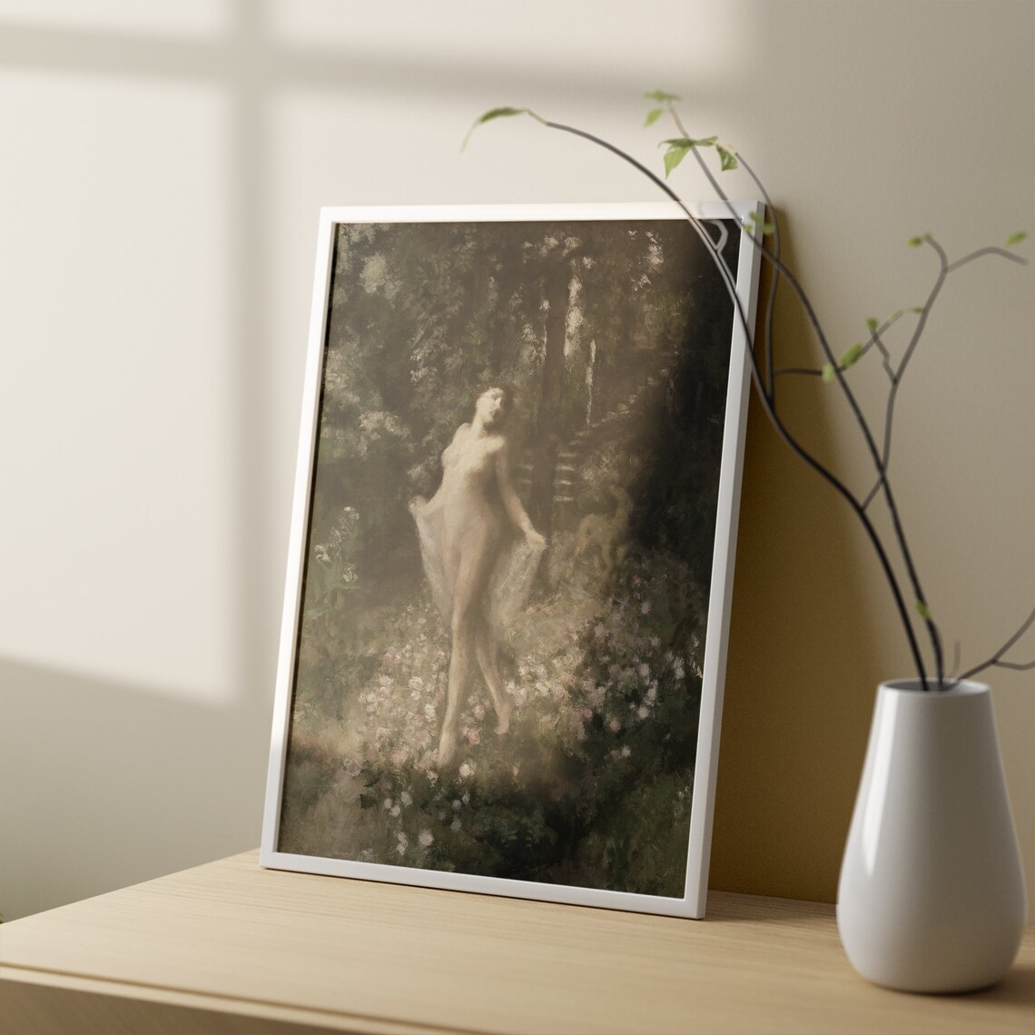 Vintage Woman Painting Art Print, Dark Academia Decor - Image 2
