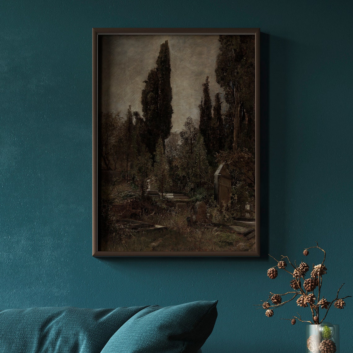 Dark Cemetery Moody Cypress Trees Vintage Graveyard Gothic Poster - Image 3