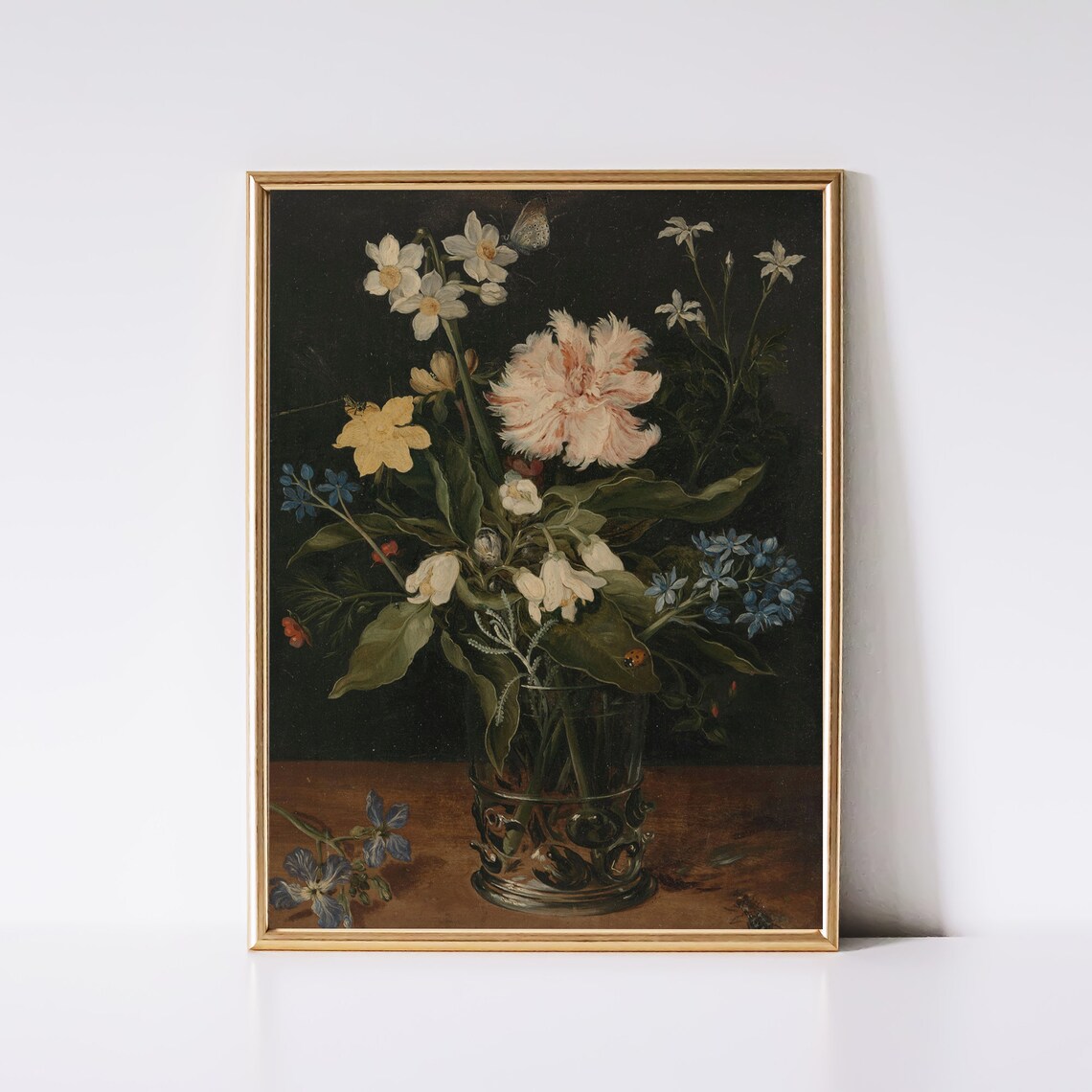 Moody Floral Vintage Flower Painting Art Print - Image 3
