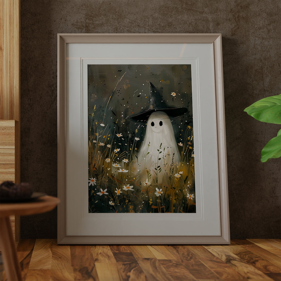 Cute Ghost Halloween Wall Art, Floral Print - Image 3
