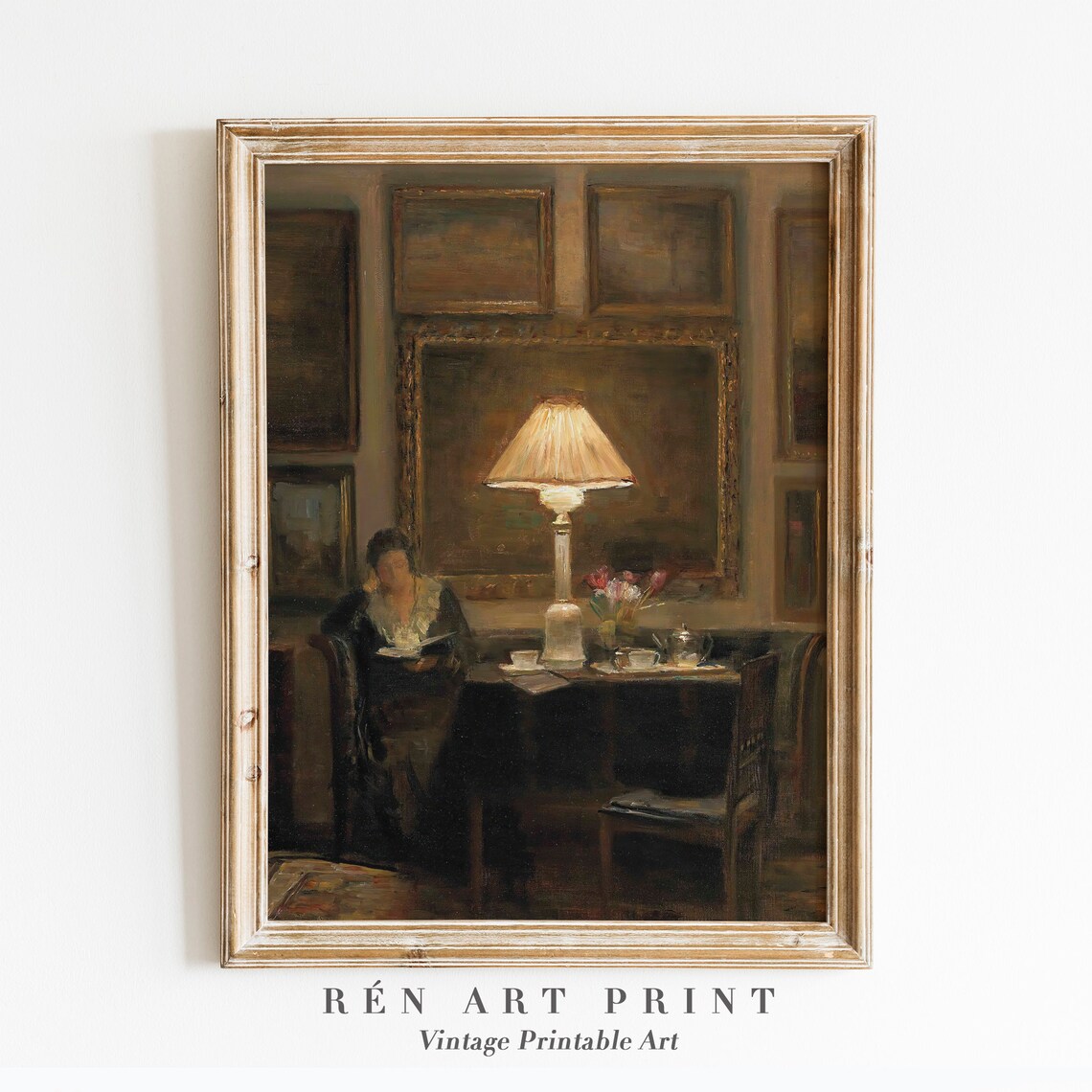 Victorian Woman Reading Portrait Art Print, Dark Academia