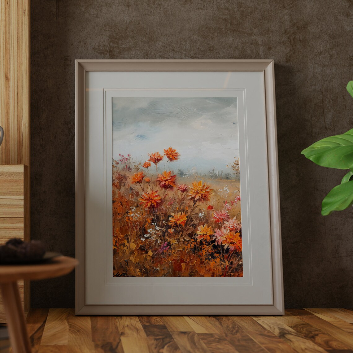Vintage Wildflower Autumn Floral Landscape Art Print - Image 3