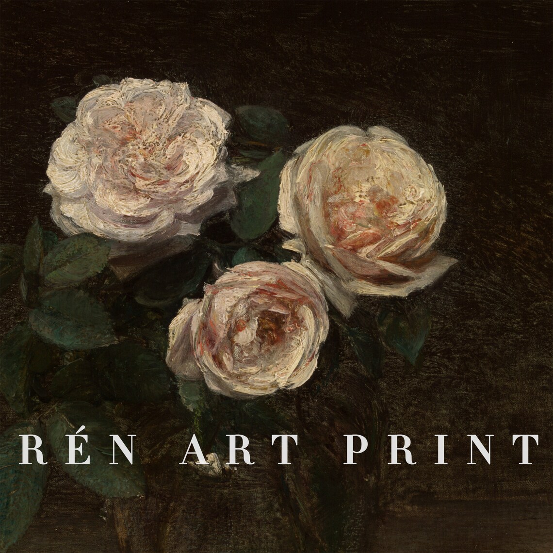 Moody White Rose Painting, Vintage Dark Academia - Image 3