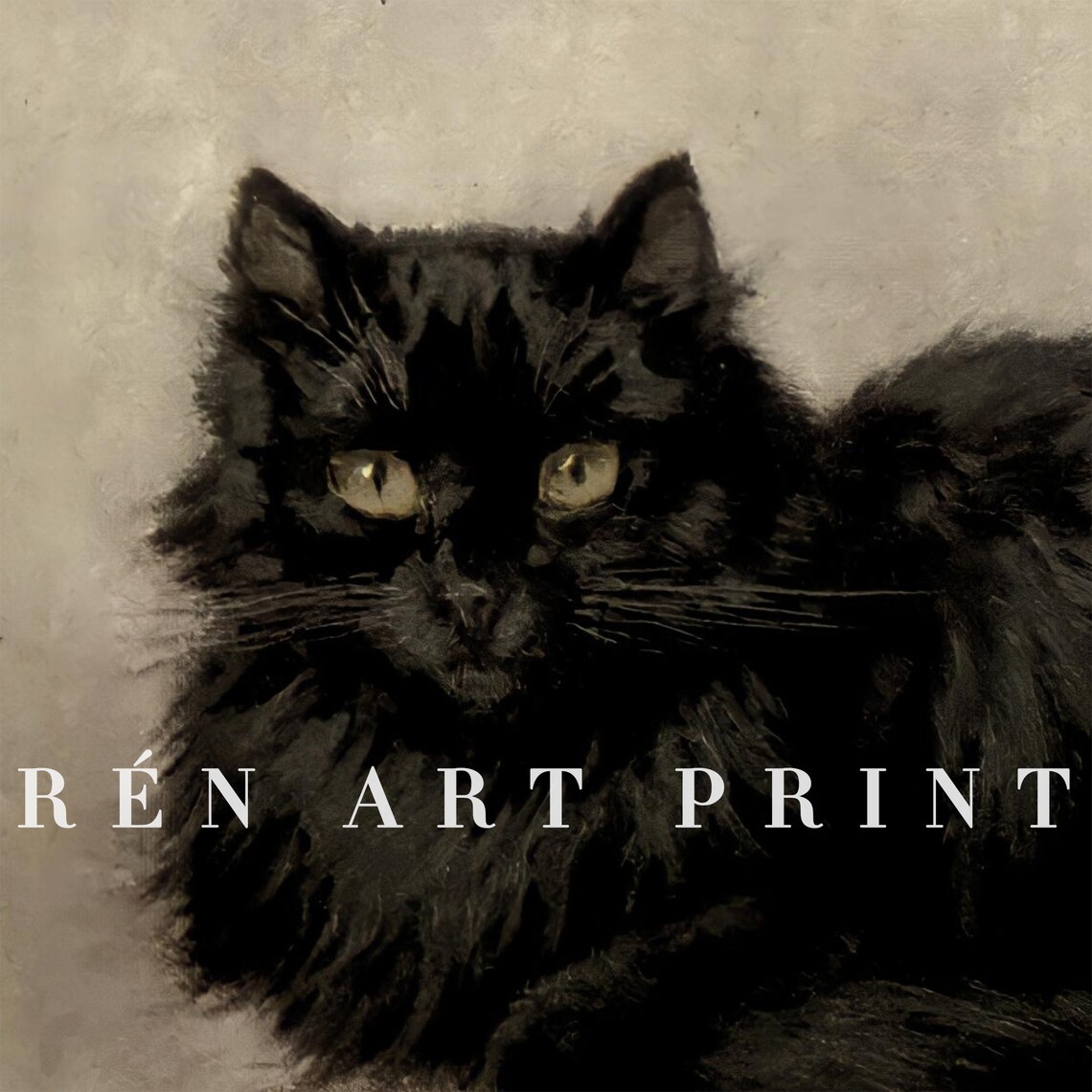 Vintage Black Cat Halloween Dark Academia Art Print - Image 3