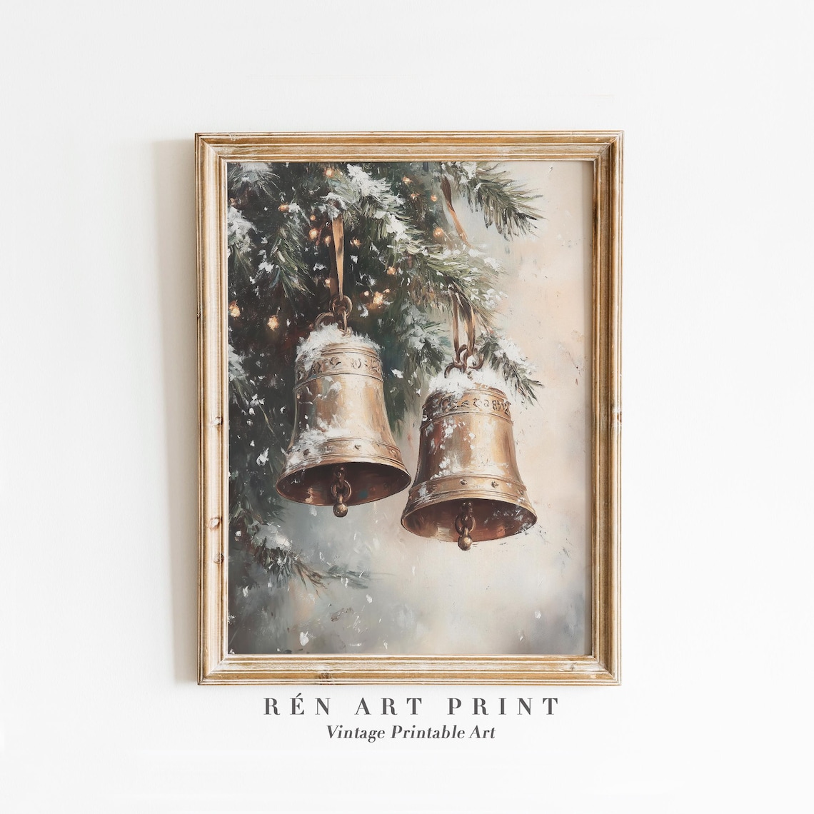 Christmas Bells Vintage Holiday Wall Art Print