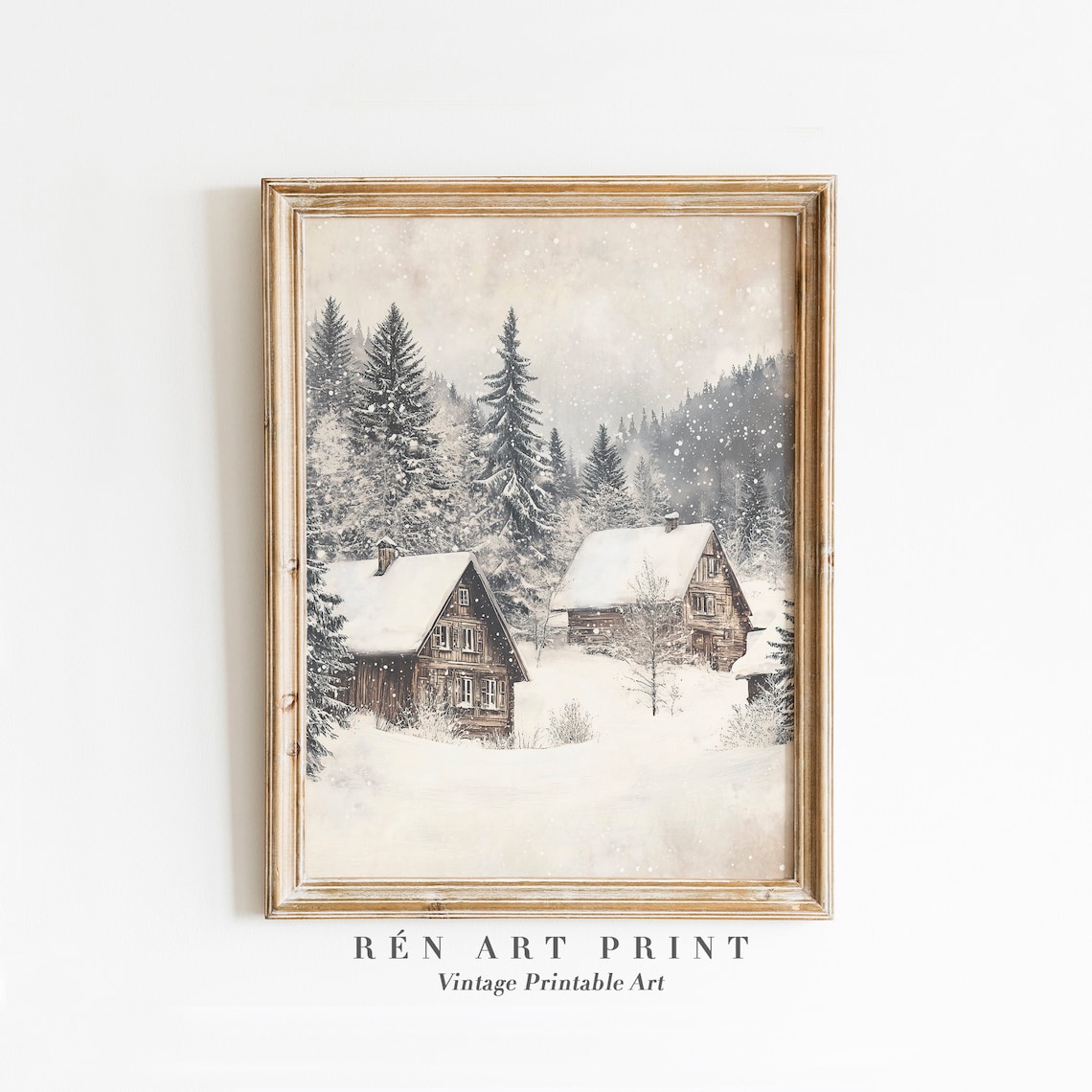 Rustic Winter Landscape Print, Farmhouse Christmas Decor