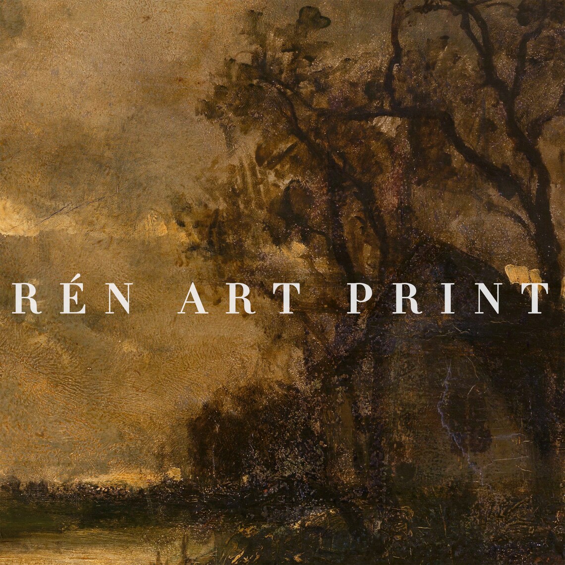 Moody Landscape Painting, Vintage Rustic Sunset Print - Image 3