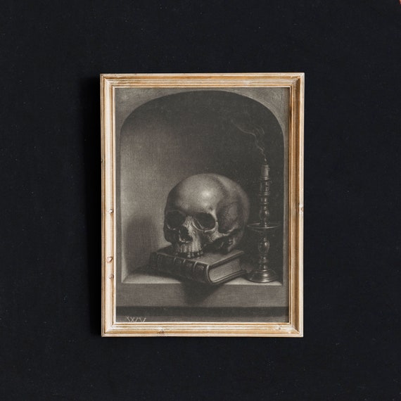 Vintage Skull Gothic Halloween Wall Art Print