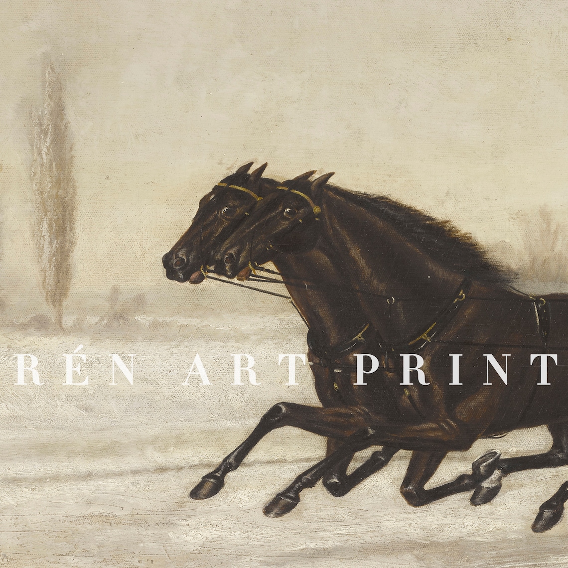 Vintage Winter Country Christmas Sleigh Ride Art Print