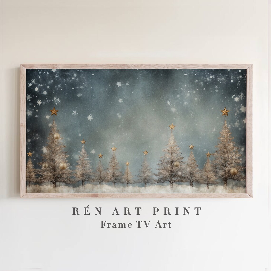 Christmas Tree Frame TV Art, Moody Winter Decor