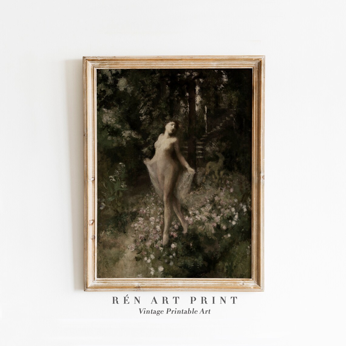 Vintage Woman Painting Art Print, Dark Academia Decor