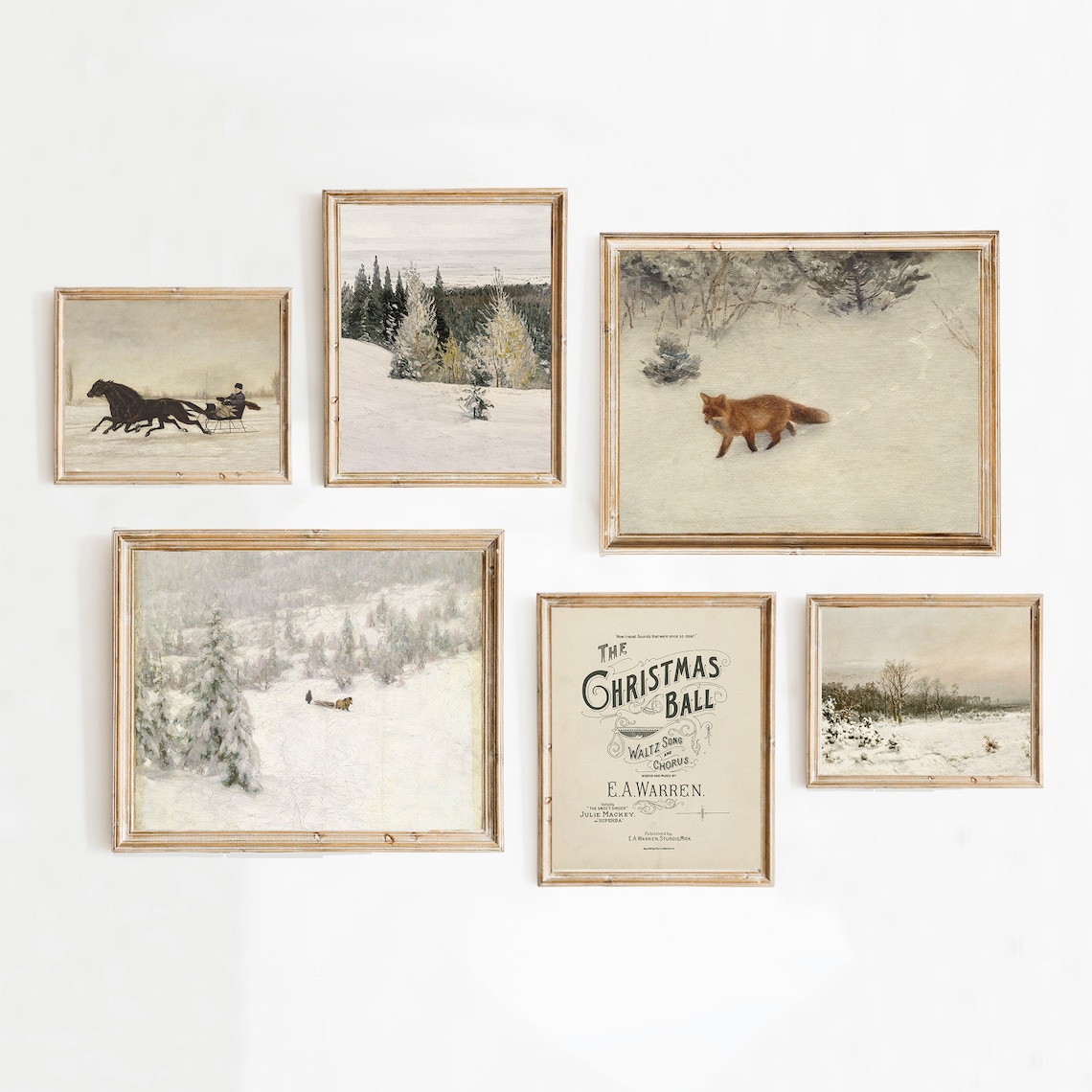 Vintage Winter Landscape Art Print, Holiday Christmas - Image 2