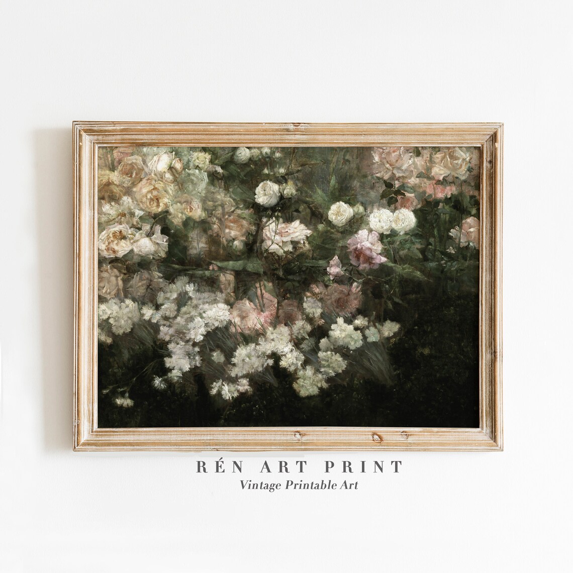 Vintage Floral Art Print, Farmhouse Rose Botanical