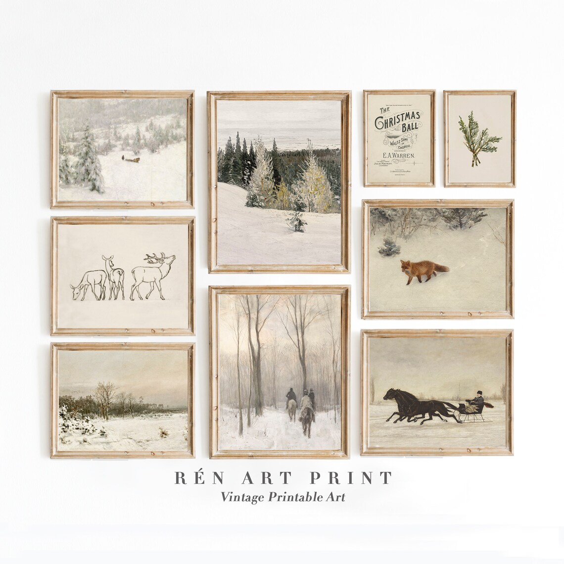 Vintage Winter Landscape Art Print, Holiday Christmas - Image 4