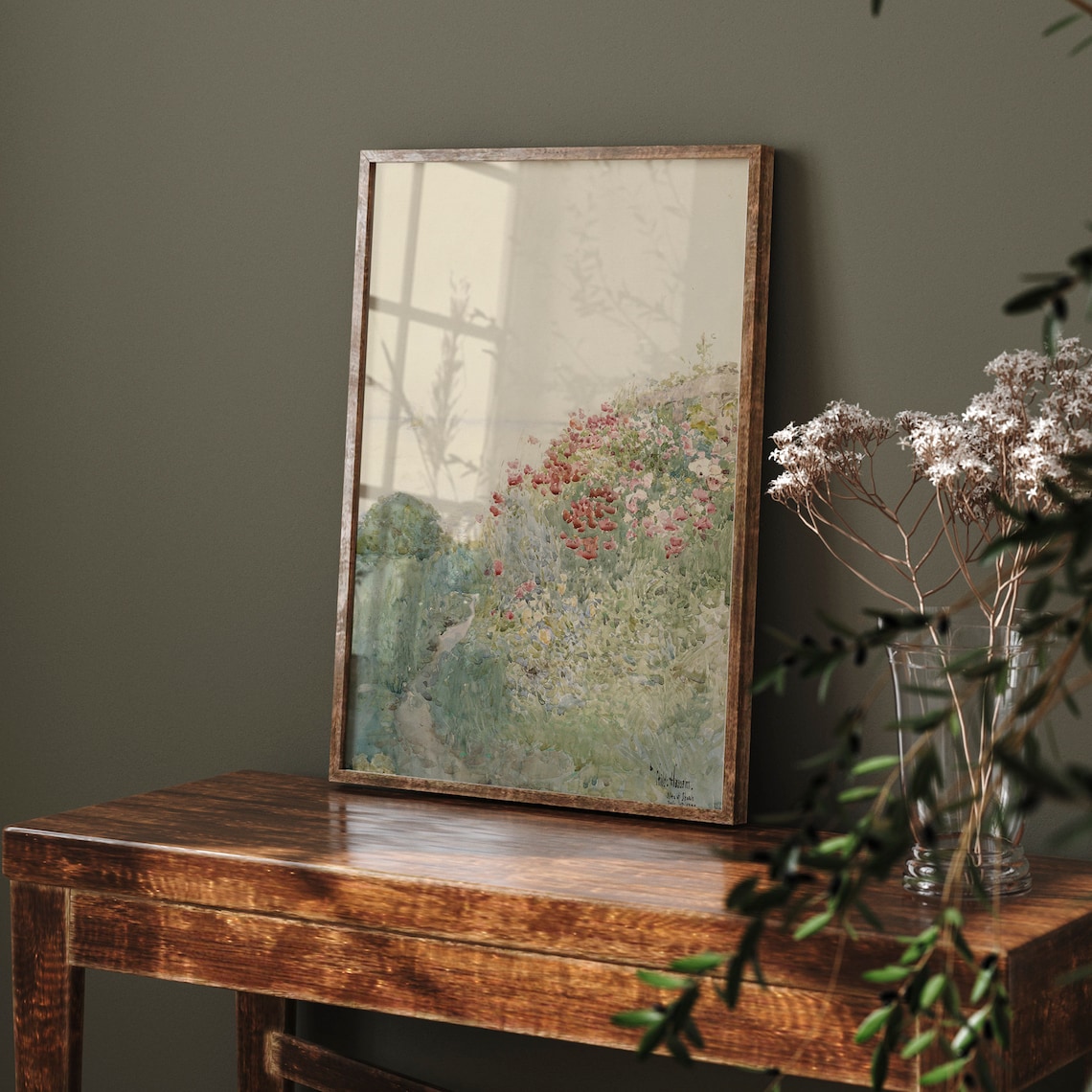Antique Spring French Country Floral Landscape Print - Image 3