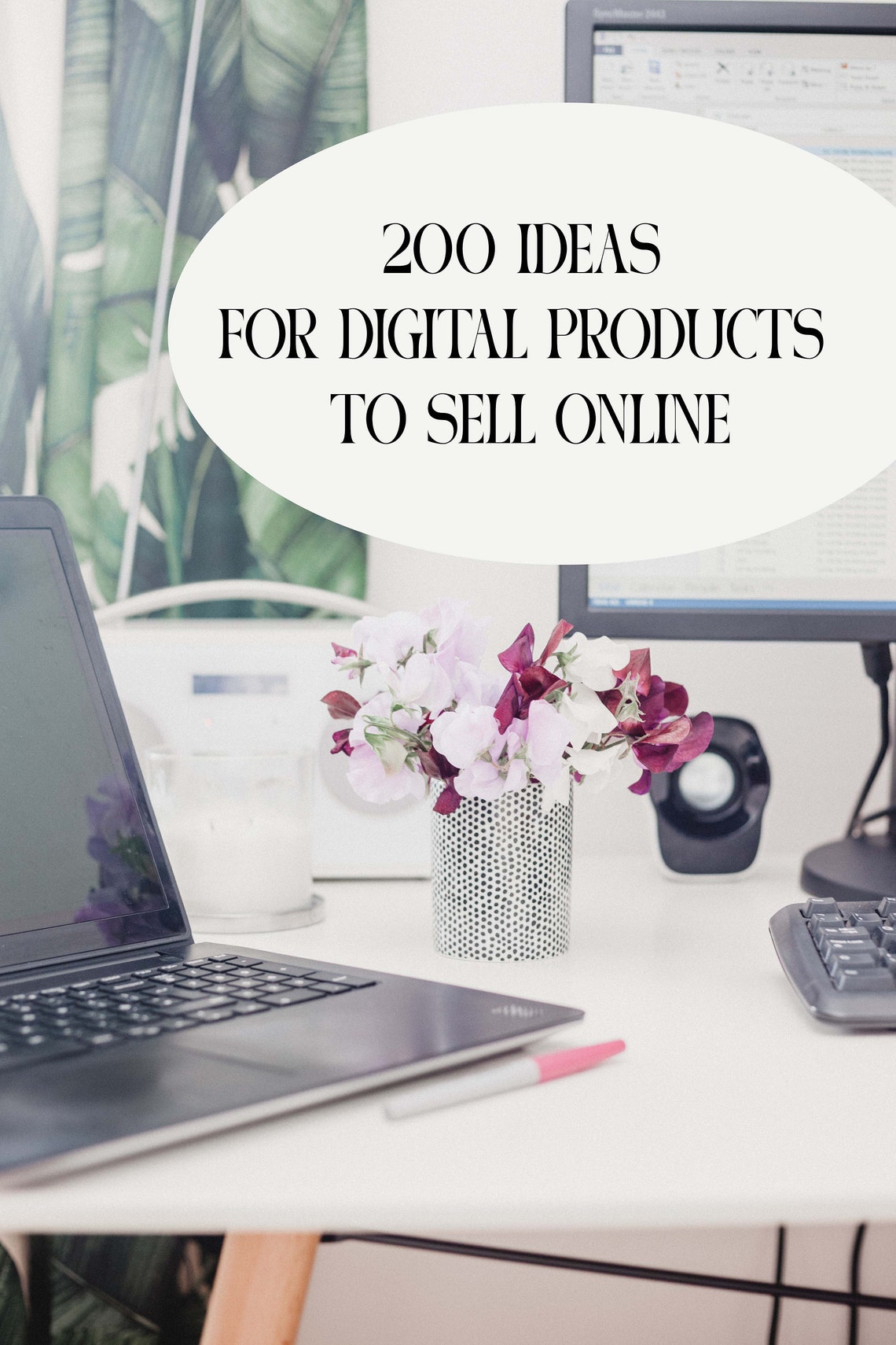 200 Digital Product Ideas Cozy Desk Setup Workspace Decor Poster - Image 3