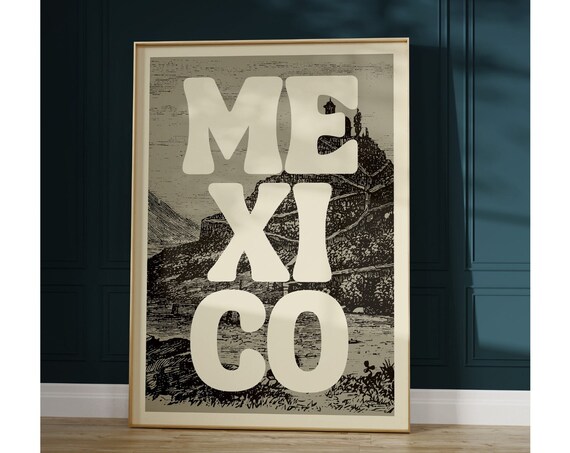 Vintage Mexico Travel Poster, Mexico Art Print