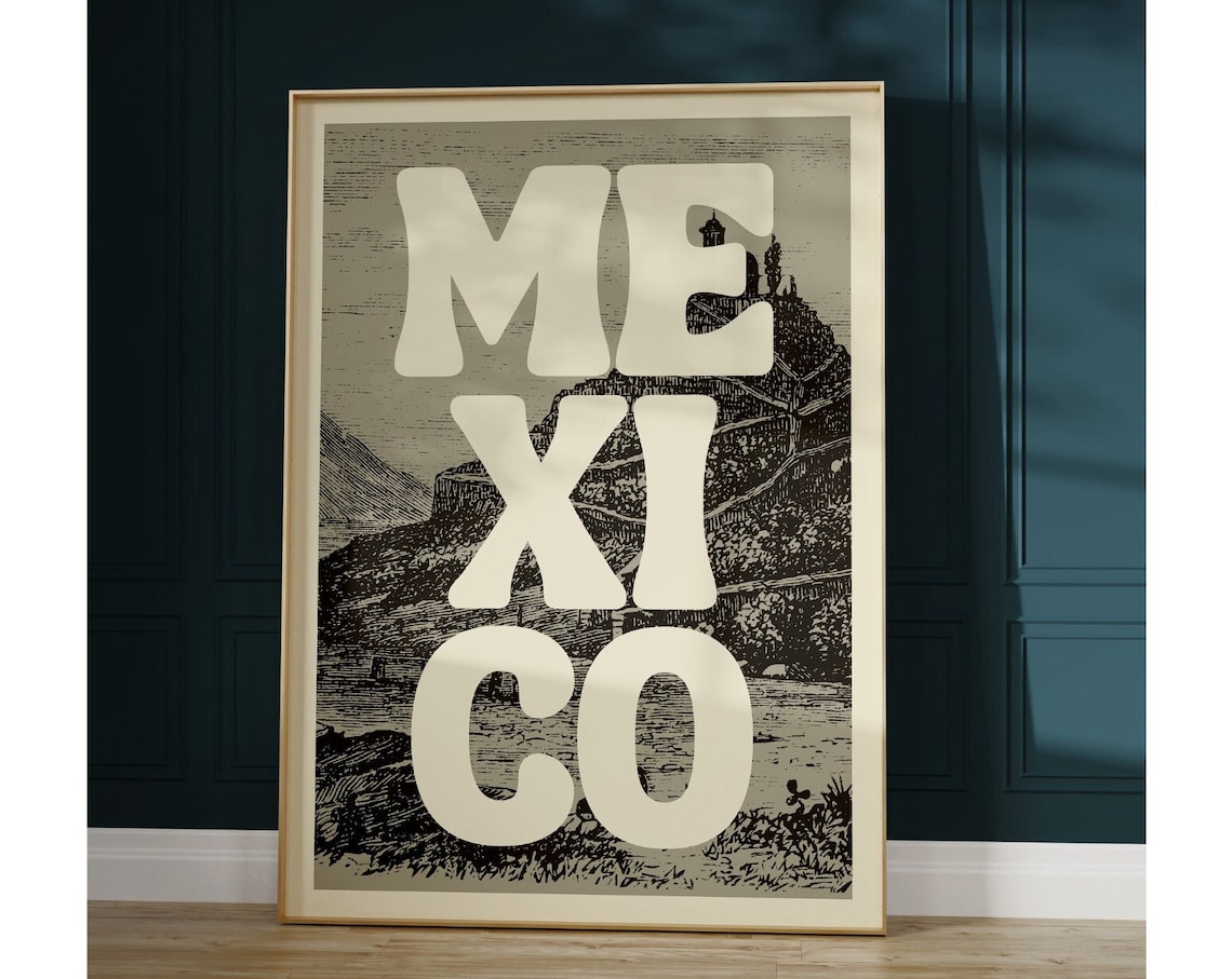 Vintage Mexico Travel Poster, Mexico Art Print