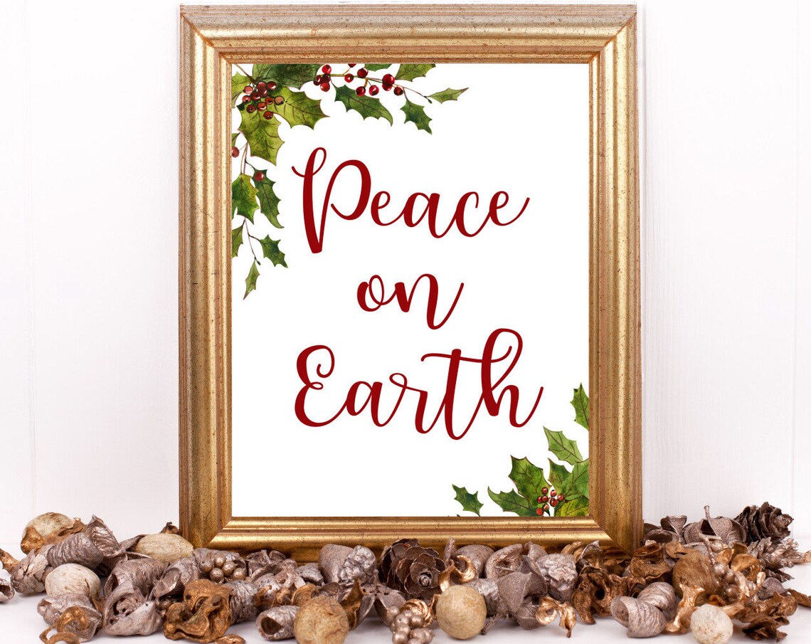 Peace On Earth Christmas Typography Holiday Poster