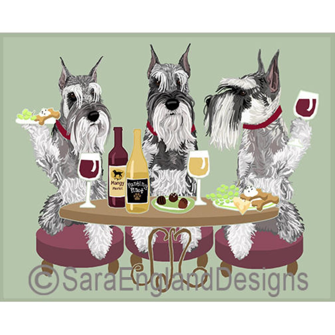 Standard Schnauzer, Dogs Wineing Art Print