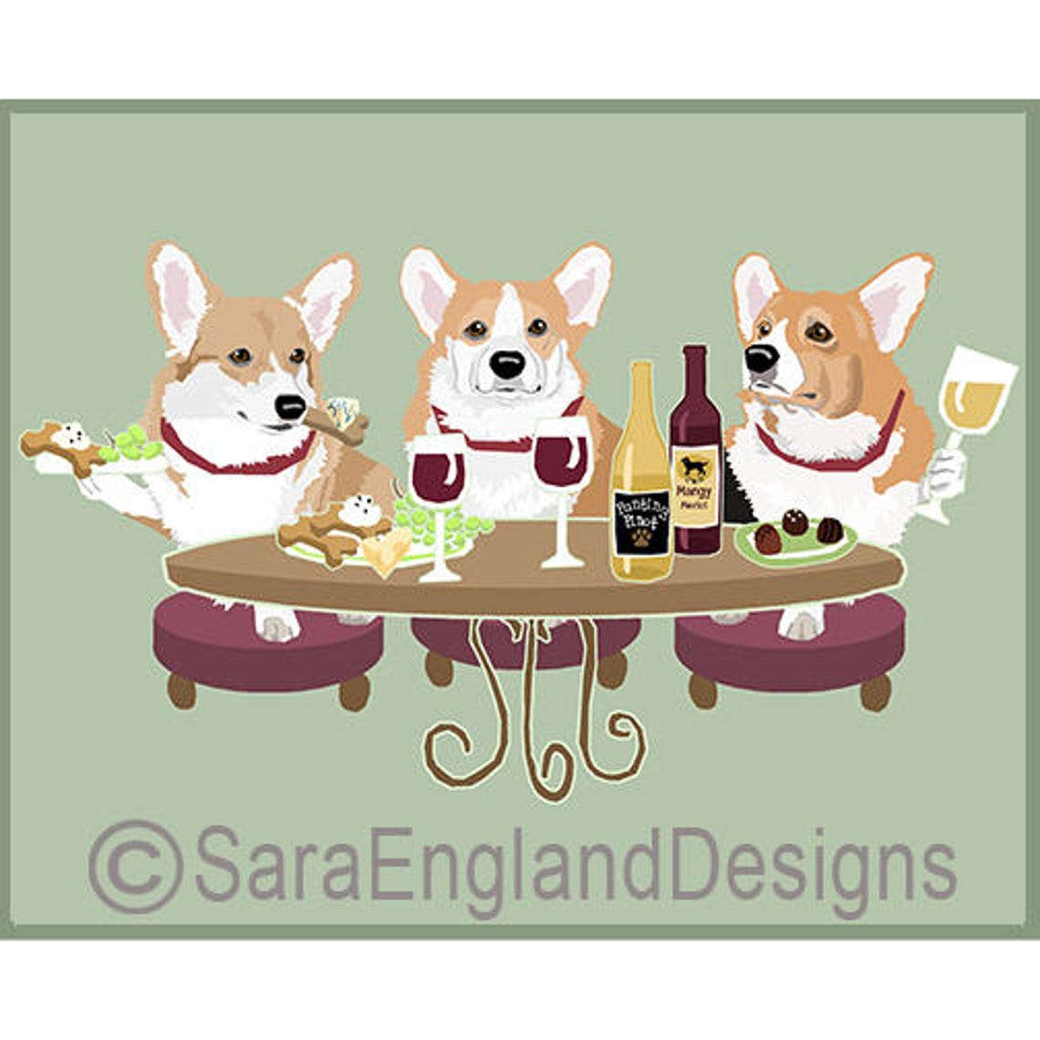 Pembroke Corgi - Wineing Dog Art Print