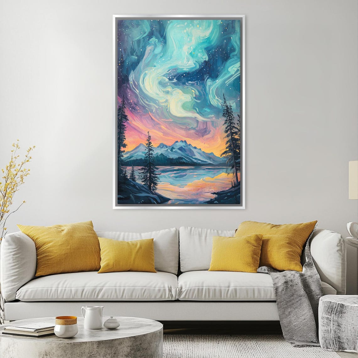 Dancing Lights In The Sky Aurora Borealis Northern Lights Framed Or Unframed Gallery Wrapped Ready To Hang Extra Large Wall Art - Image 4