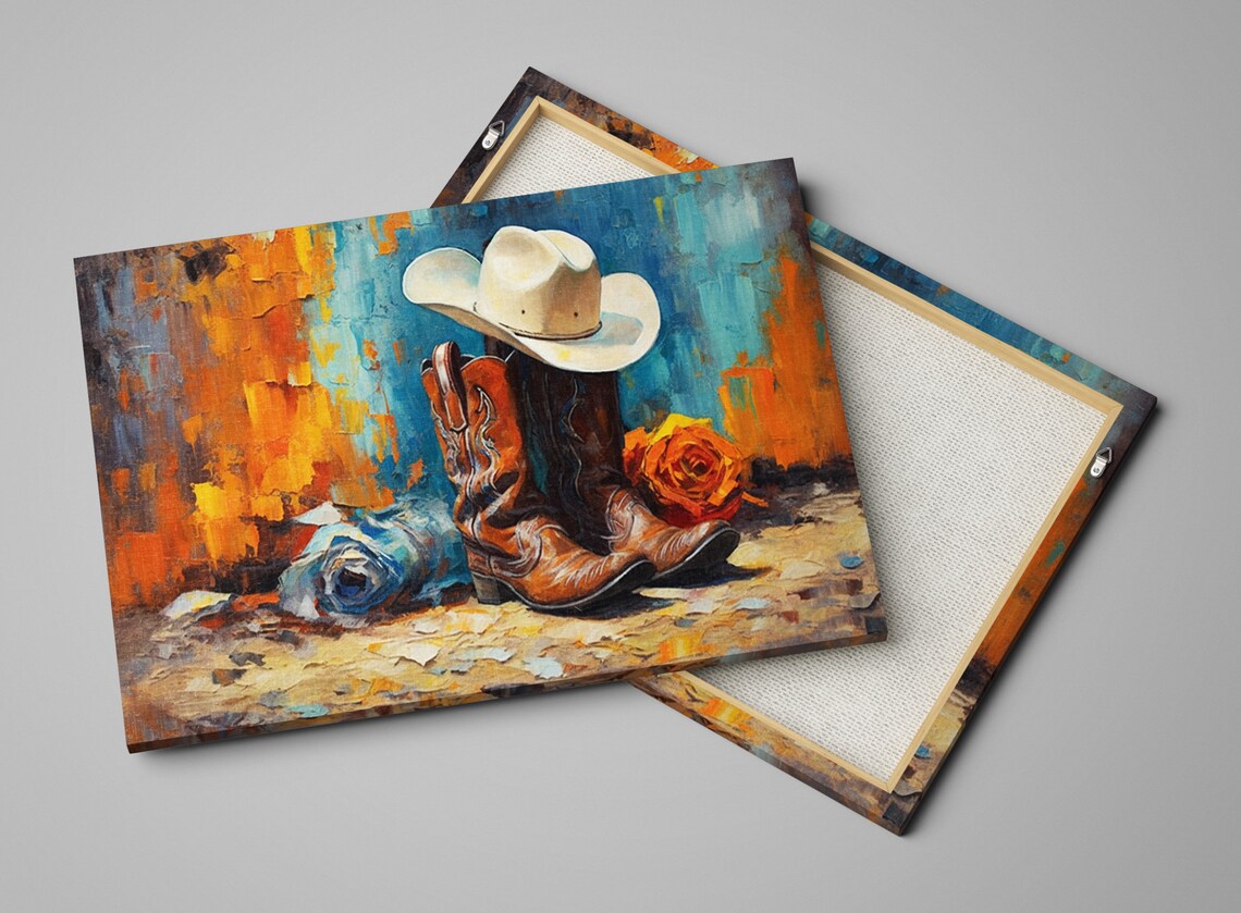 Texas Cowboy Boots and Hat Wall Art Print, USA - Image 4