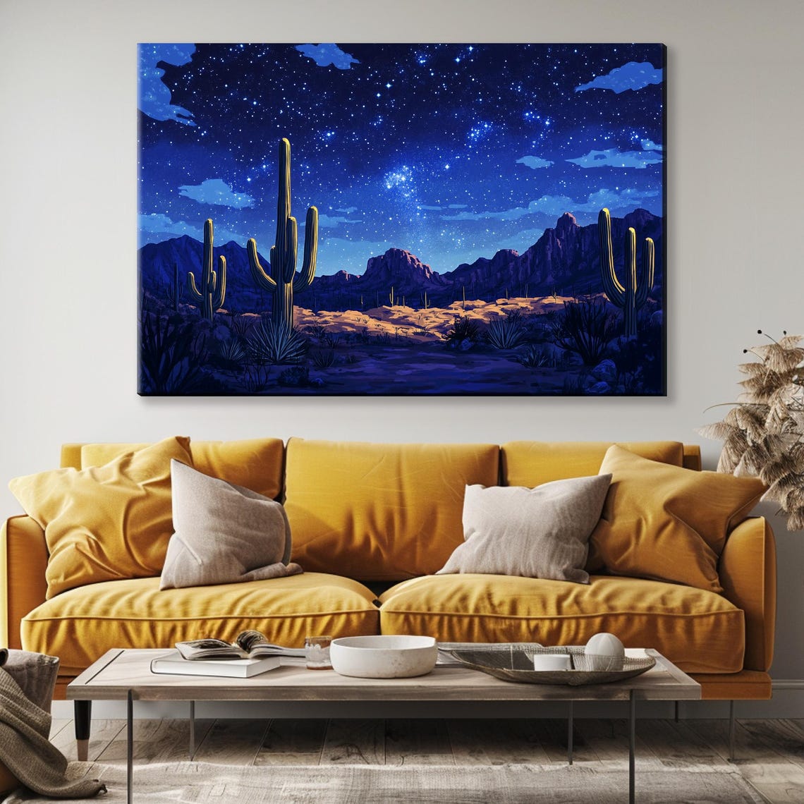 Sonoran Desert Night Starry Sky Saguaro Cactus Landscape Art Poster - Image 4