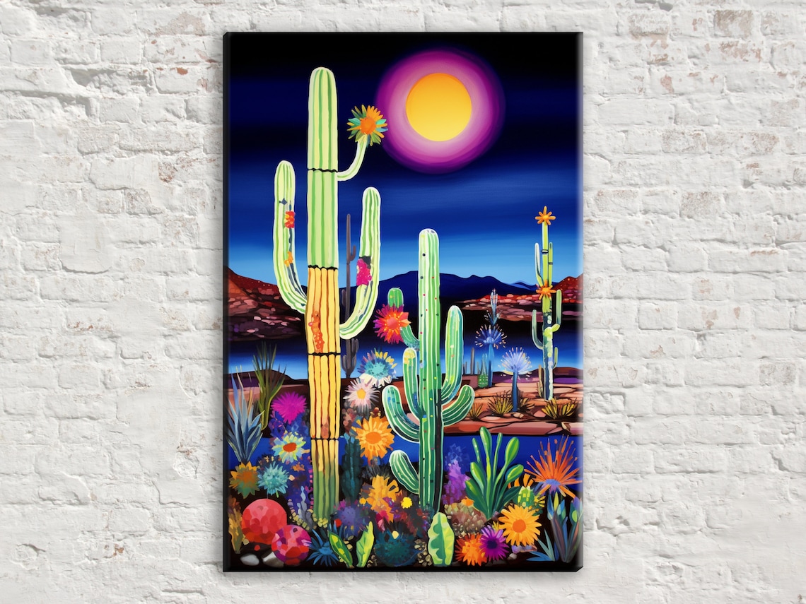 Twilight Tranquility Desert Night Skyline Painting Giclee Print On Gallery Wrapped Artist Available In Extra Large Sizes