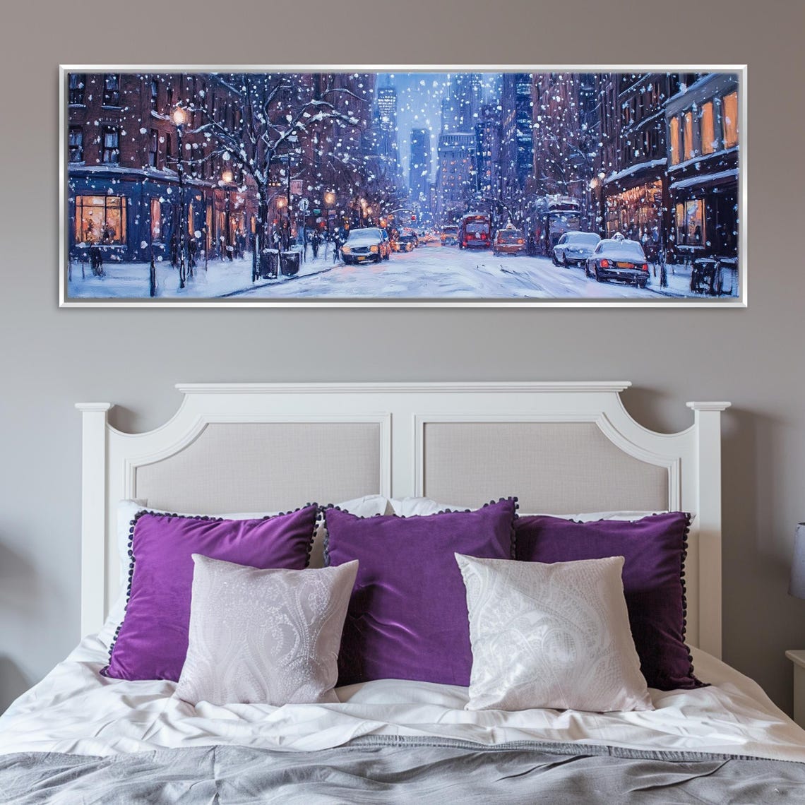 Snow Covered New York City Panoramic Scene Framed Unframed Long Horizontal Gallery Wrapped Ready To Hang Extra Large Wall Art - Image 4