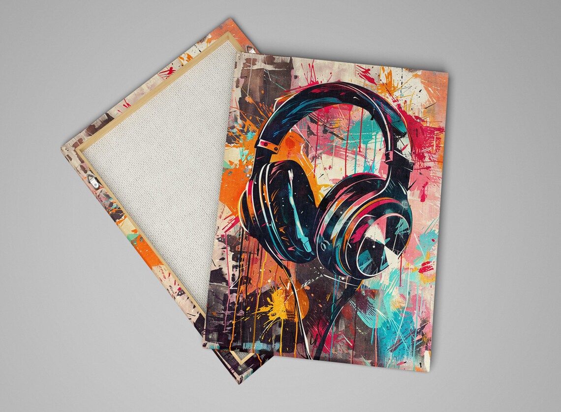 Headphones Paint Splatter Pop Art Multicolor Music Room Decor Poster - Image 5