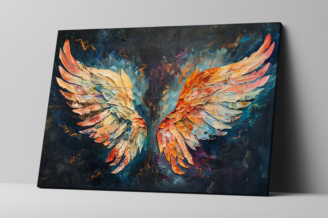 Angel Wings Heavy Texture Style Wall Art Print - Image 5