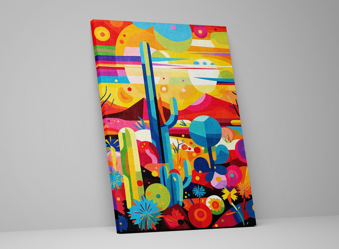 Geometric Desert Dream Southwest Scene Modern Art Print On Gallery Wrapped Artist Ready To Hang Available In Extra Large Sizes - Image 4