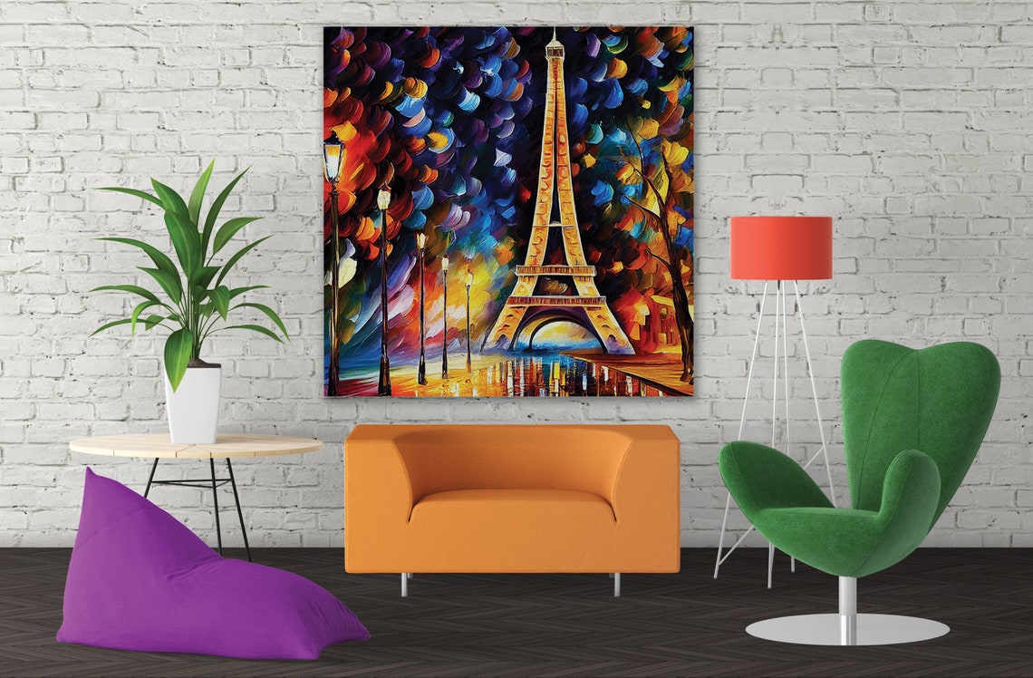 Eiffel Tower Paris Night Sky Golden Glow Riverside Evening Poster - Image 3