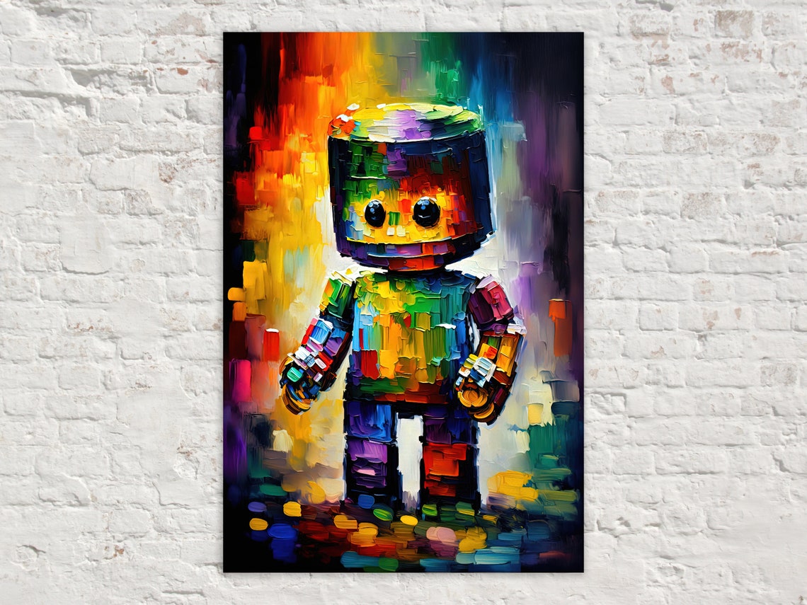 Colorful Rainbow Robot Toy Cheerful Kids Room Playful Art Poster