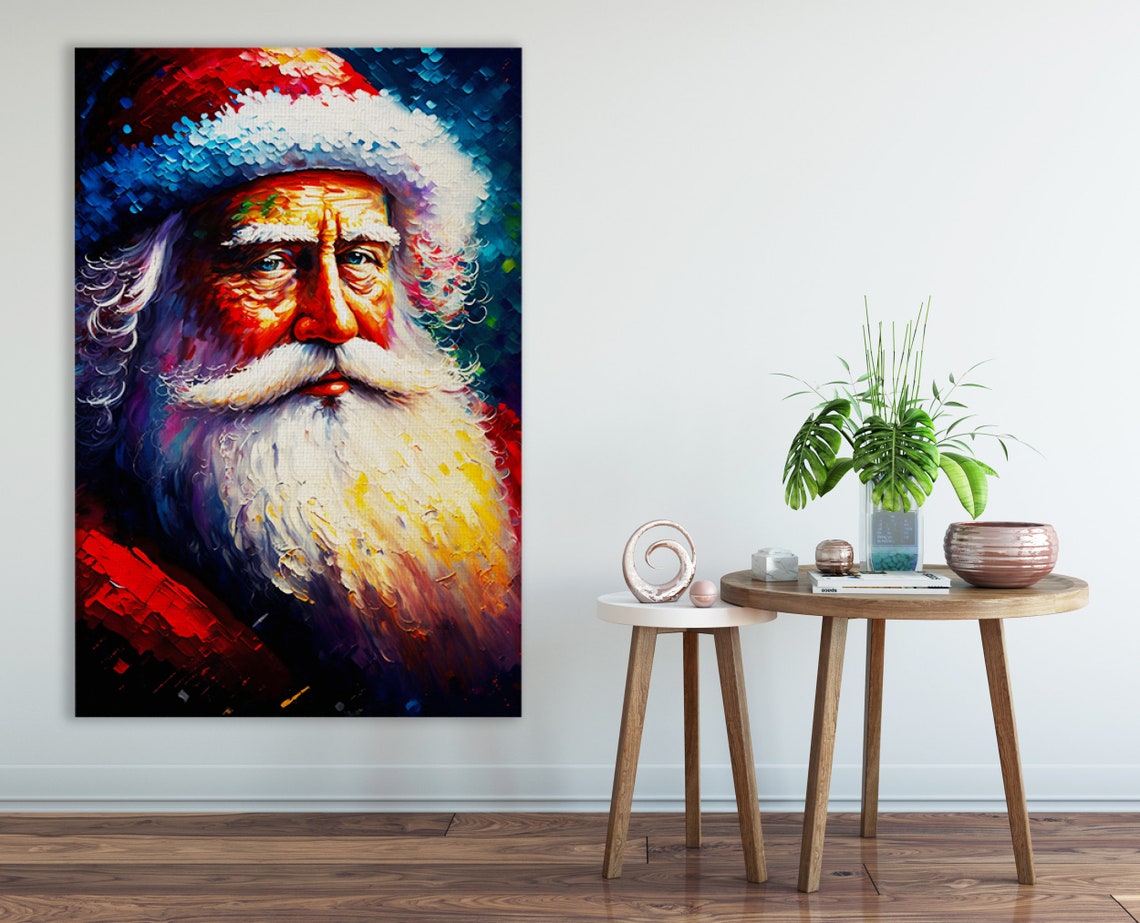 Santa Claus Old Saint Nick Portrait Warm Glow Christmas Art Poster - Image 2