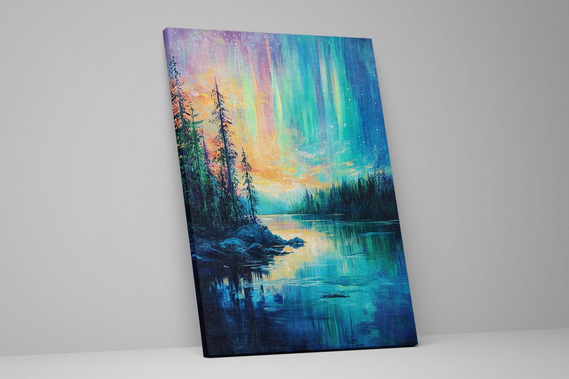 Celestial Aurora Glow Stunning Landscape Art Print Framed Or Unframed Gallery Wrapped Gicle Ready To Hang Extra Large Wall Art - Image 2
