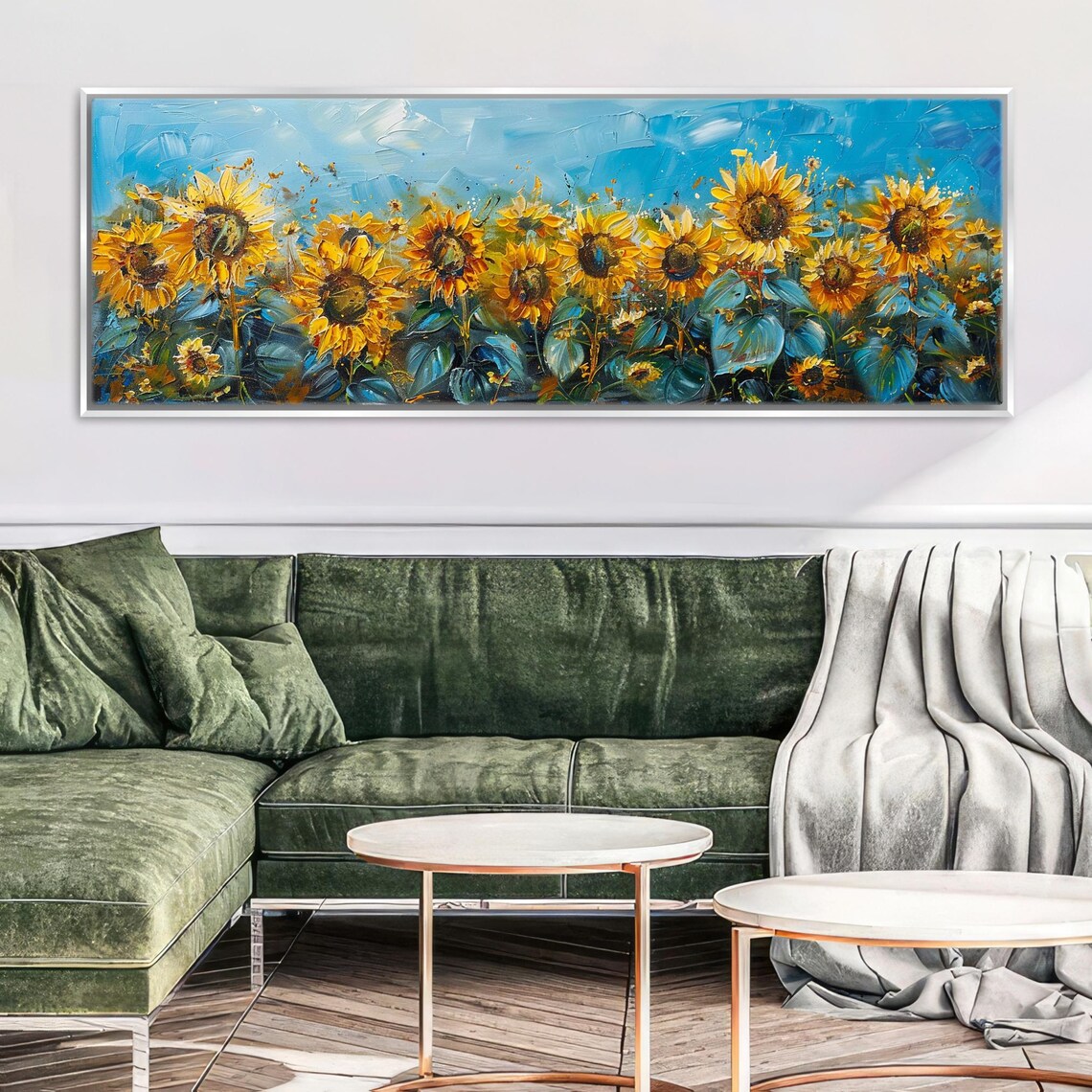 Panoramic Sunflowers Art Print, Long Horizontal View - Image 3