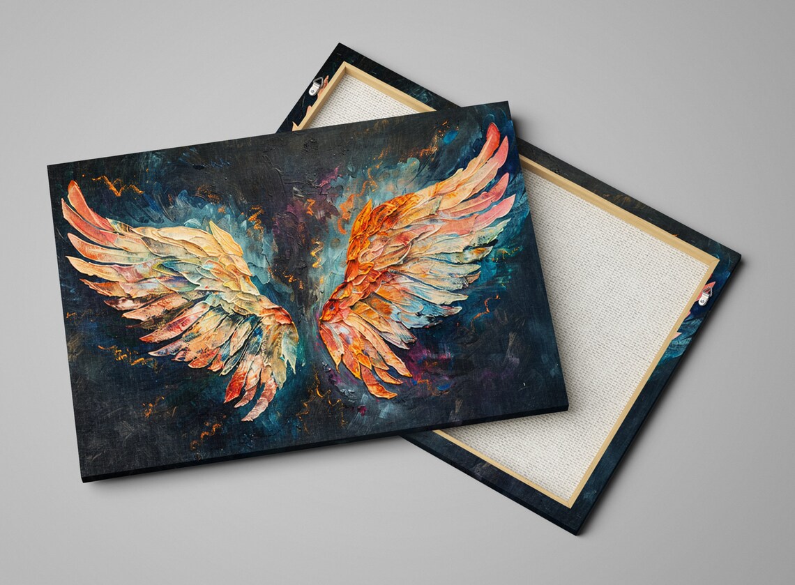 Angel Wings Heavy Texture Style Wall Art Print - Image 4