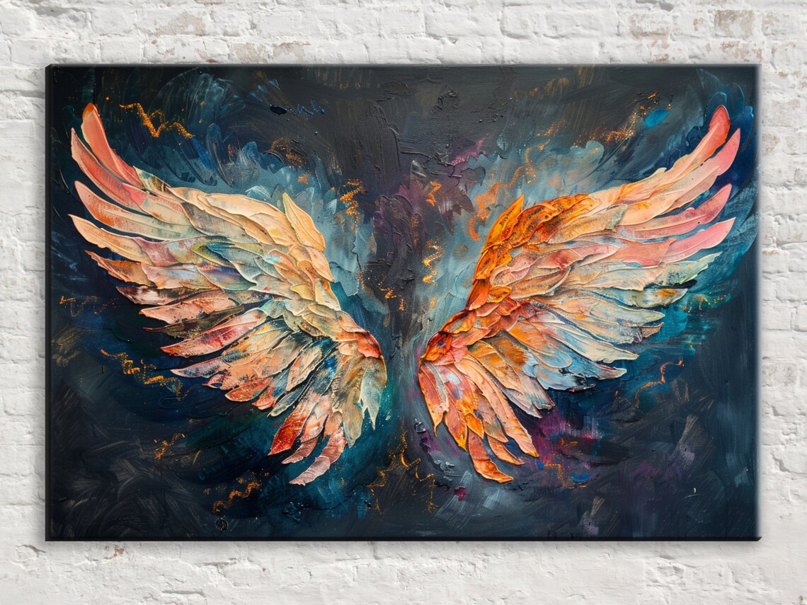 Angel Wings Heavy Texture Style Wall Art Print