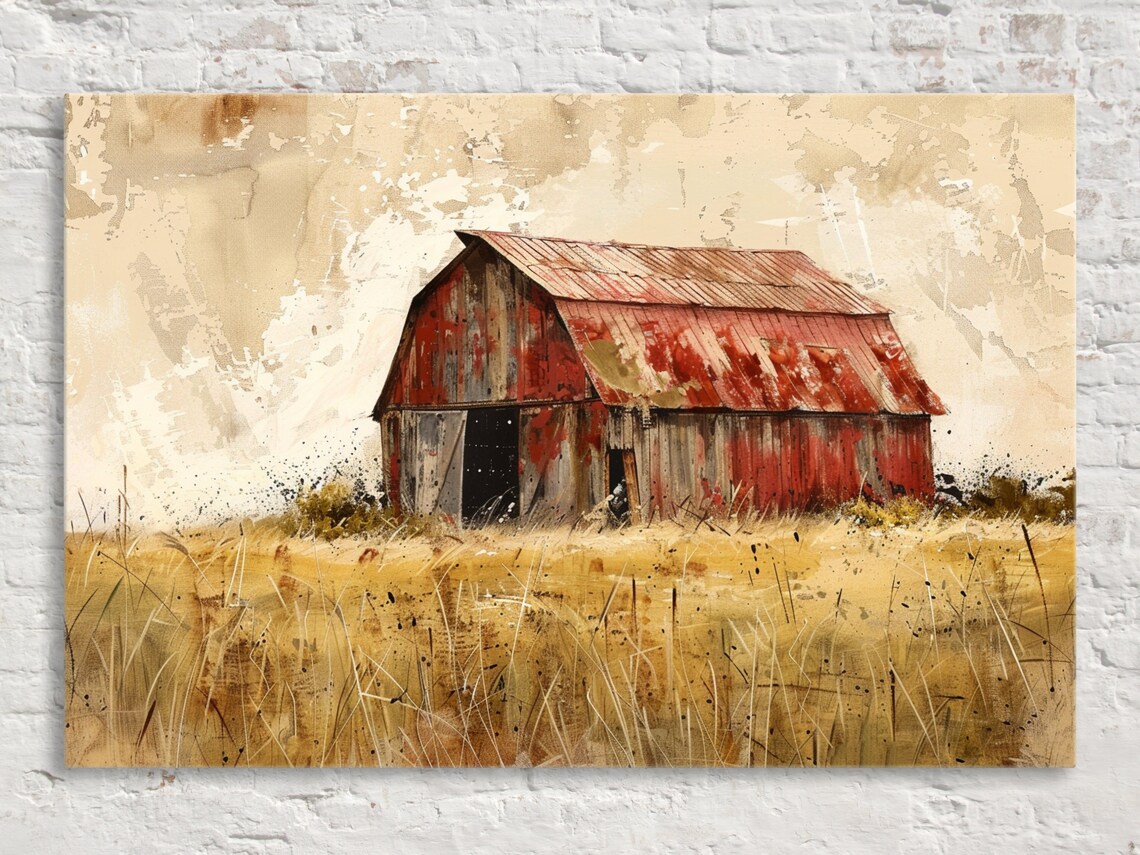 Farmhouse Barn Wall Art Print, Rustic Home Decor
