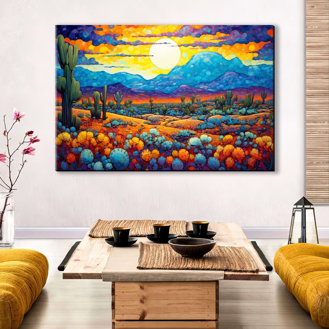 Arizona Desert Southwest Landscape Robotic Expressionism Western Wall Art Painting Print Large - Image 2