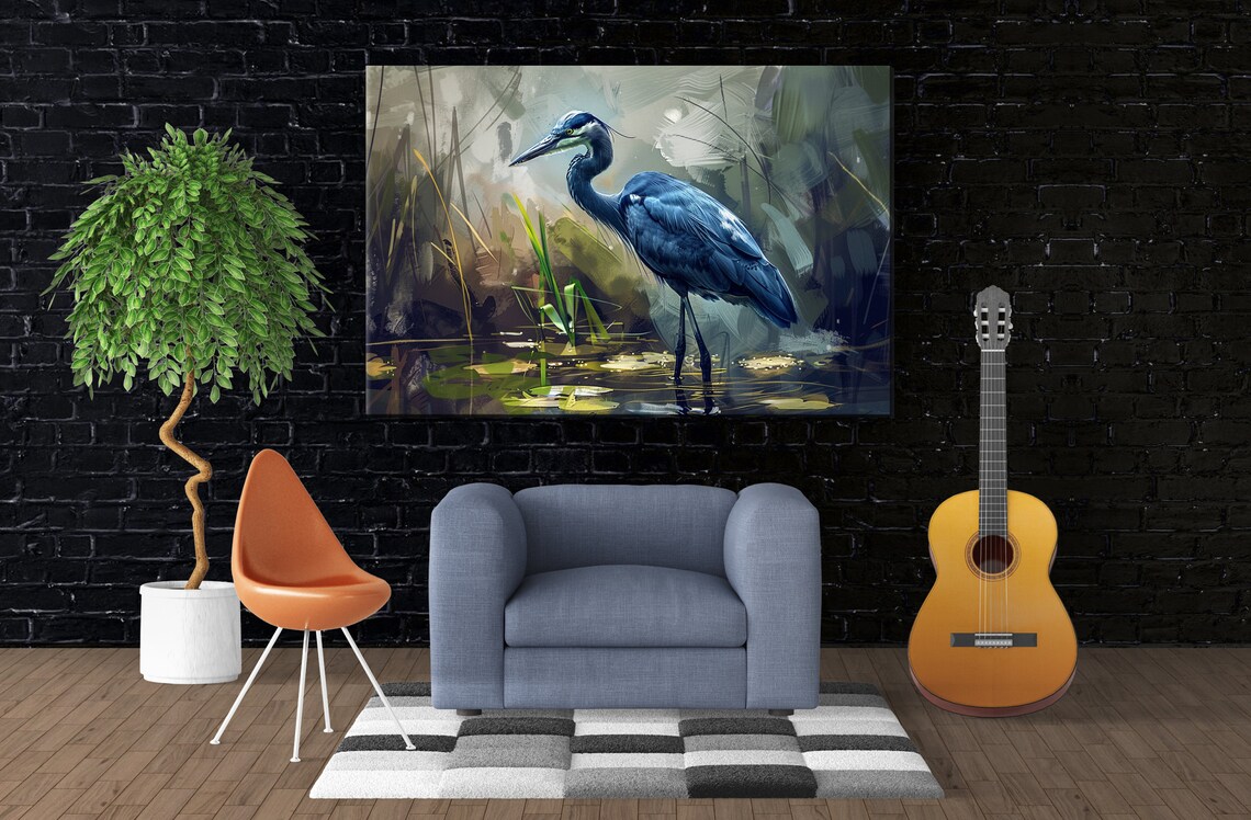 Blue Heron Wetland Marsh Wildlife Poster Print - Image 3