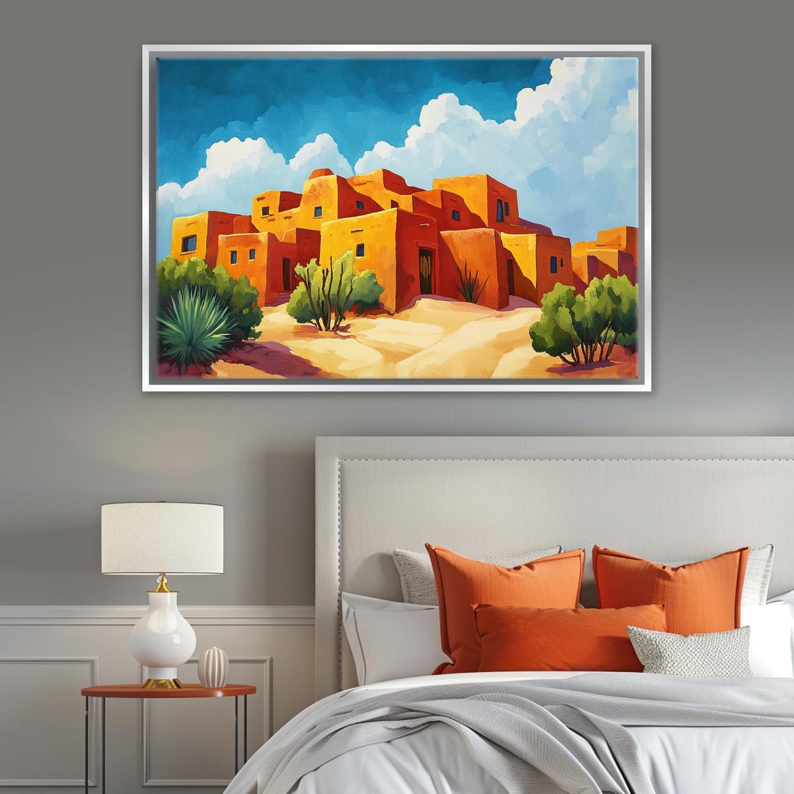 Retro Pueblo Adobe Desert Town Art Deco Southwest Landscape Poster - Image 4