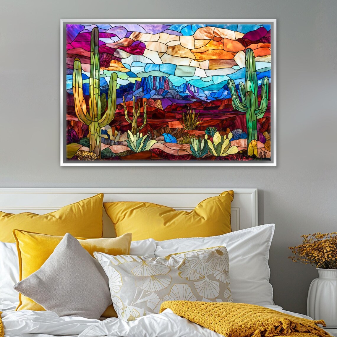 Arizona Desert Southwest Stained Glass Style Art Print - Image 5