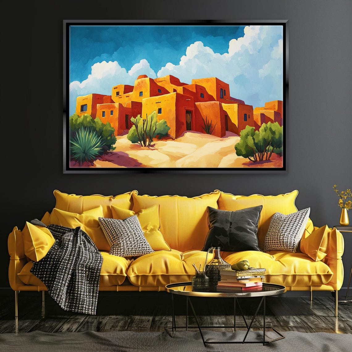 Retro Pueblo Adobe Desert Town Art Deco Southwest Landscape Poster - Image 5