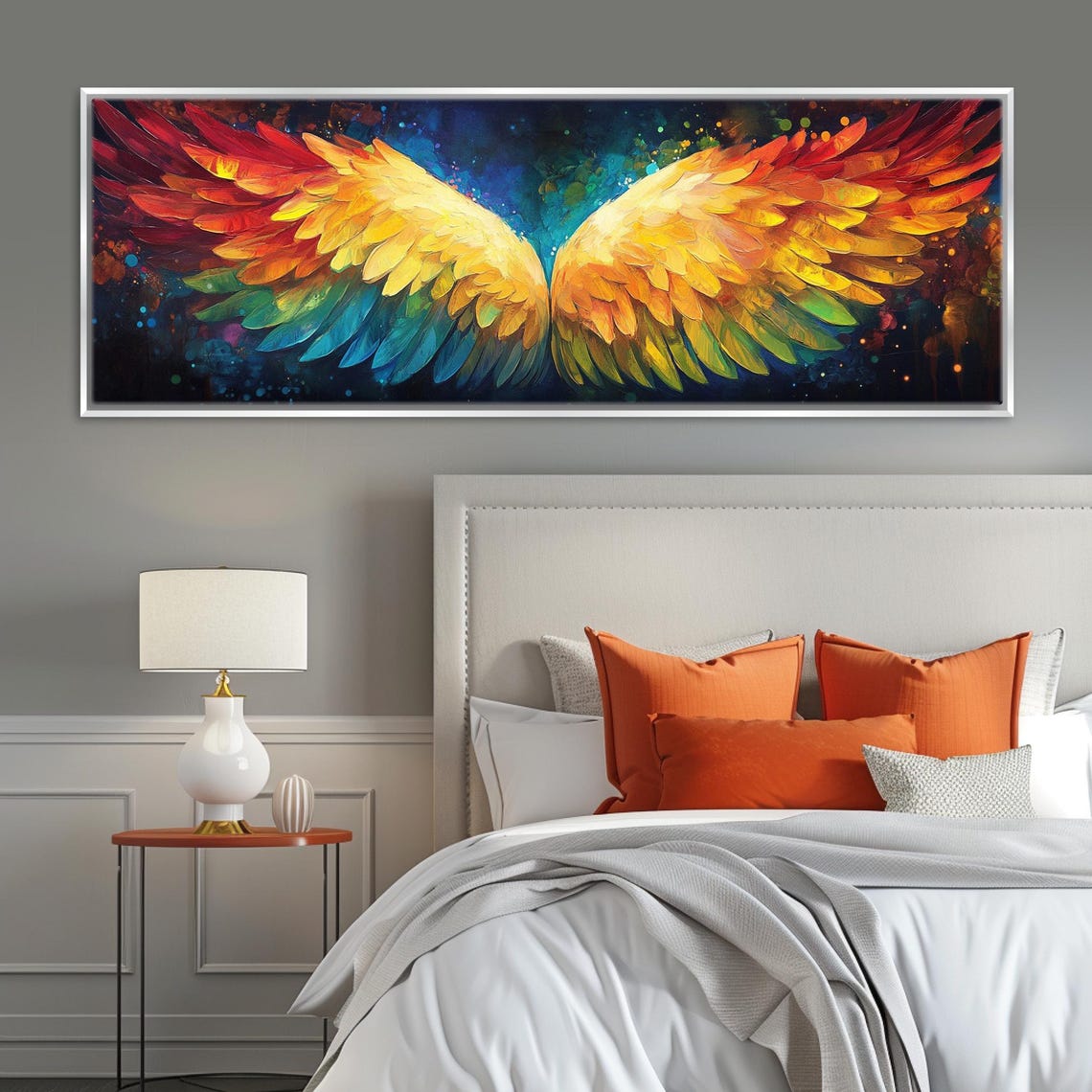Vibrant Angel Wings Panoramic Print Framed Or Unframed Long Horizontal Gallery Wrapped Gicle Ready To Hang Extra Large Wall Art - Image 5