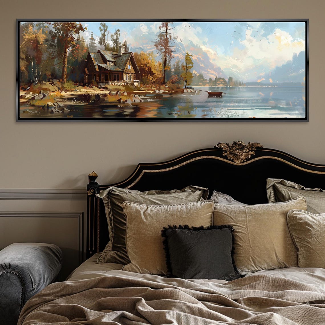 Panoramic Lakehouse Wall Art Print Framed Or Unframed Long Horizontal Gallery Wrapped Gicle Ready To Hang Extra Large Wall Art - Image 4