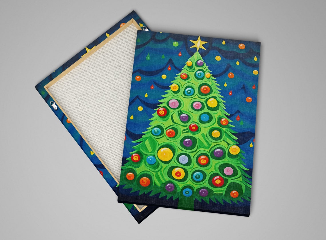 Rainbow Ornament Christmas Tree Joyful Polka Dot Holiday Art Poster - Image 5