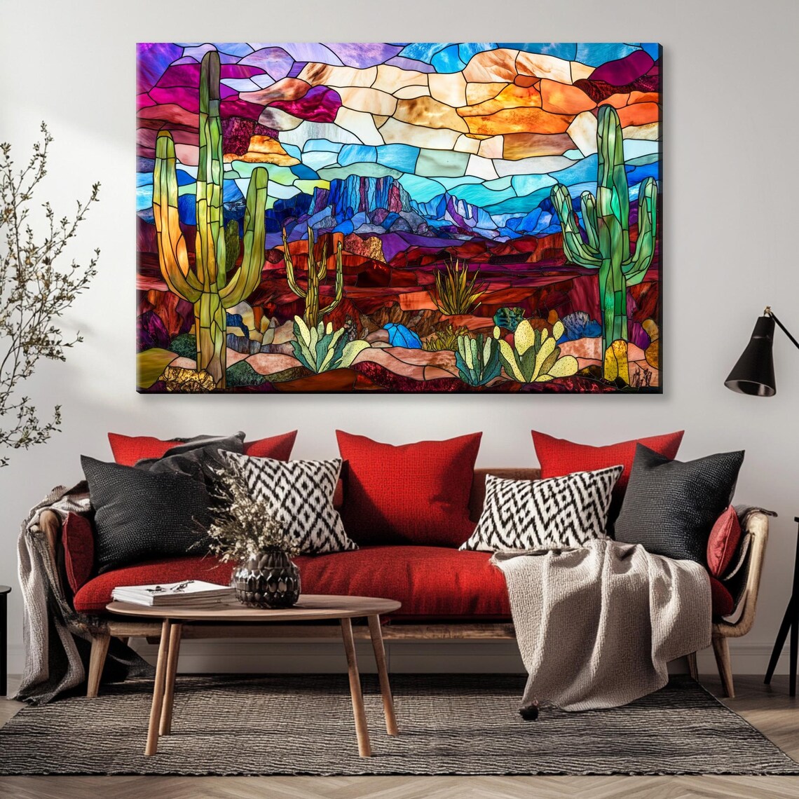 Arizona Desert Southwest Stained Glass Style Art Print - Image 3